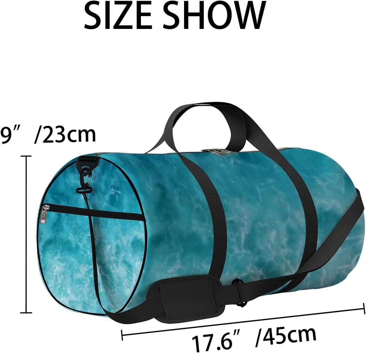 Sports Gym Bag for Women and Men Waterproof Blue Ocean Waves Duffel Bag Lightweight Carryon Traveling Boarding Gripsack