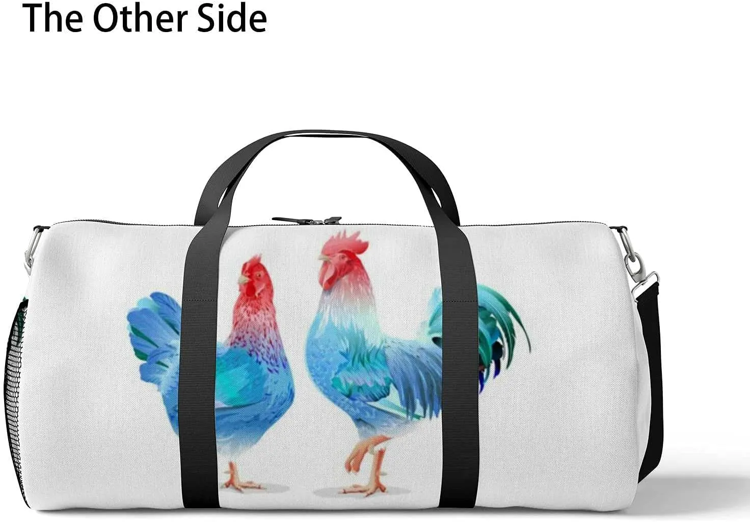 Sports Gym Bag for Women and Men Waterproof Blue Rooster Duffel Bag Lightweight Carryon Traveling Boarding Gripsack