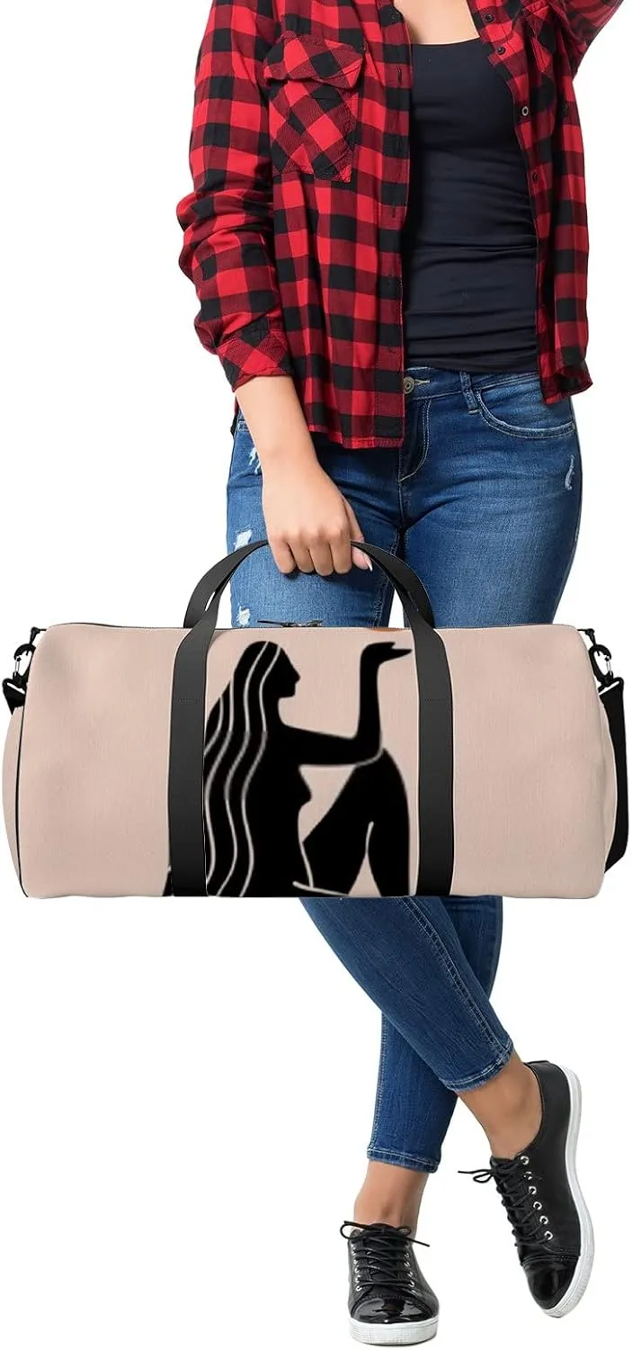 Sports Gym Bag for Women and Men Waterproof Boho Magic Mystical Symbol Abstract Silhouette Duffel Bag Lightweight Carryon Traveling Boarding Gripsack