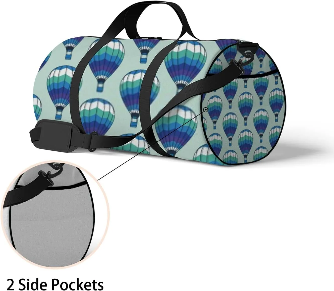 Sports Gym Bag for Women and Men Waterproof Bright Blue Balloons Duffel Bag Lightweight Carryon Traveling Boarding Gripsack