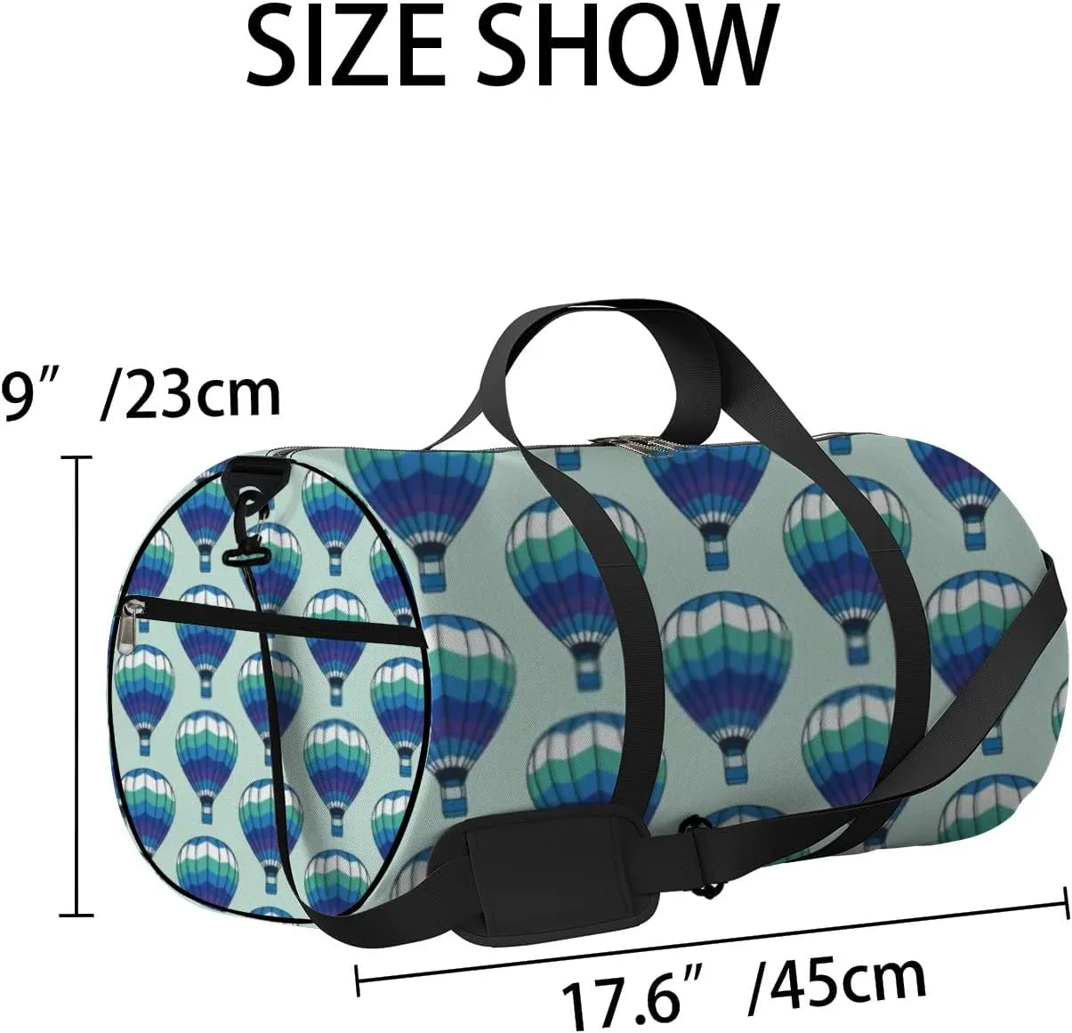 Sports Gym Bag for Women and Men Waterproof Bright Blue Balloons Duffel Bag Lightweight Carryon Traveling Boarding Gripsack