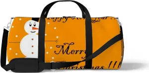 Sports Gym Bag for Women and Men Waterproof Bright Christmas Snowman Orange Duffel Bag Lightweight Carryon Traveling Boarding Gripsack