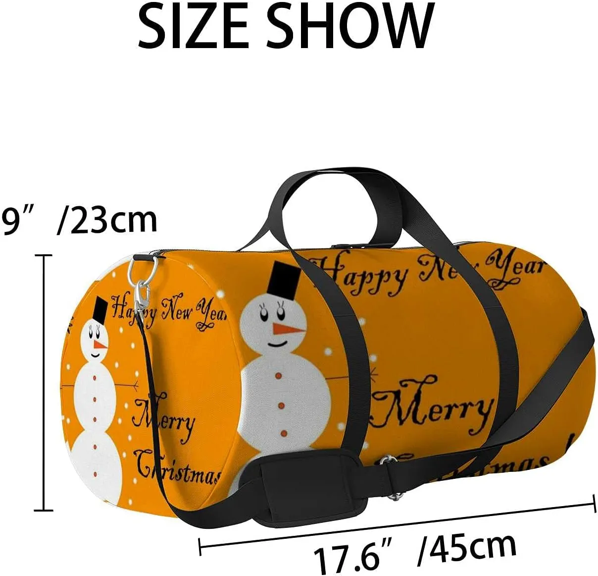 Sports Gym Bag for Women and Men Waterproof Bright Christmas Snowman Orange Duffel Bag Lightweight Carryon Traveling Boarding Gripsack