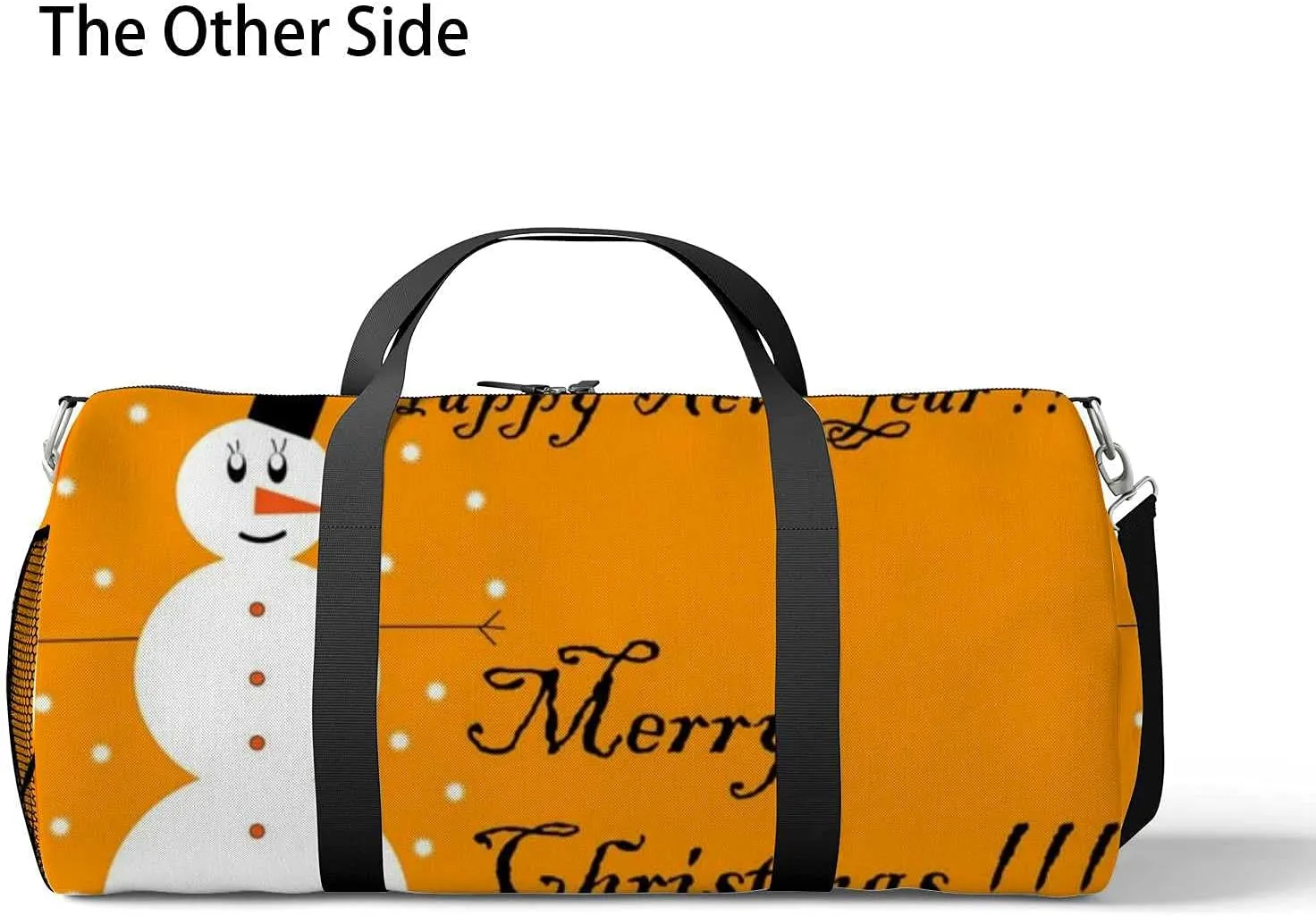 Sports Gym Bag for Women and Men Waterproof Bright Christmas Snowman Orange Duffel Bag Lightweight Carryon Traveling Boarding Gripsack
