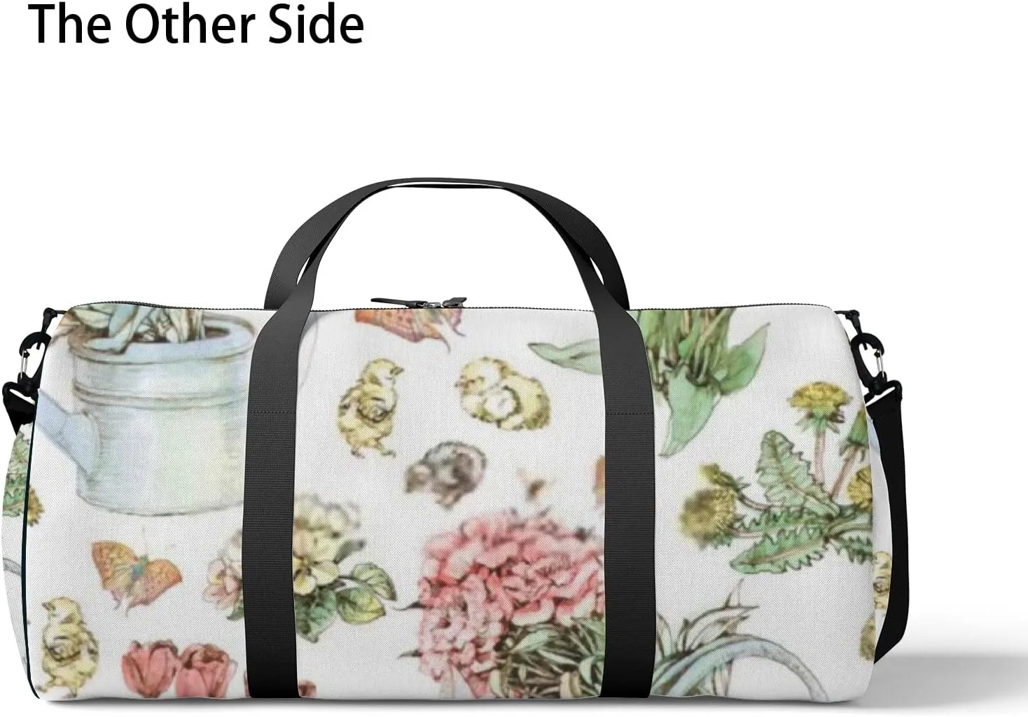 Sports Gym Bag for Women and Men Waterproof Bright Hand Drawn Flora Duffel Bag Lightweight Carryon Traveling Boarding Gripsack