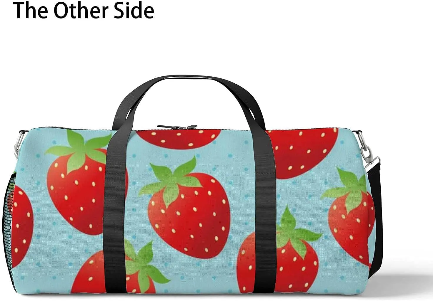 Sports Gym Bag for Women and Men Waterproof Bright Strawberry Duffel Bag Lightweight Carryon Traveling Boarding Gripsack