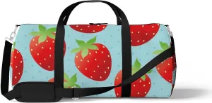 Sports Gym Bag for Women and Men Waterproof Bright Strawberry Duffel Bag Lightweight Carryon Traveling Boarding Gripsack