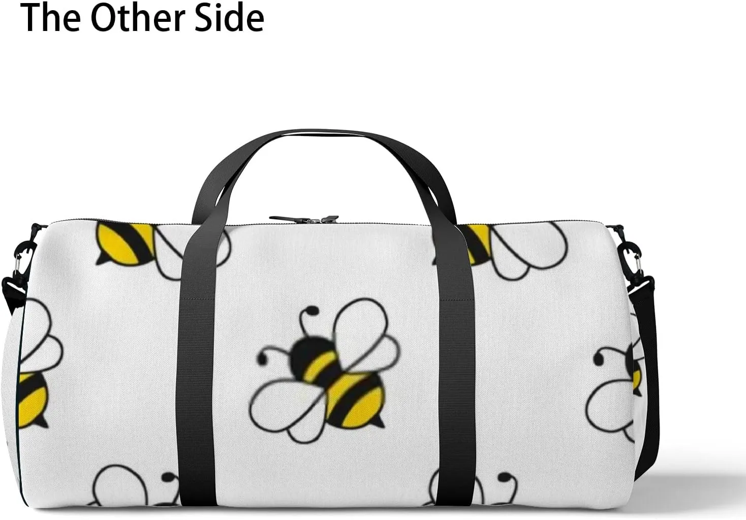 Sports Gym Bag for Women and Men Waterproof Cartoon Black Yellow Bees Duffel Bag Lightweight Carryon Traveling Boarding Gripsack