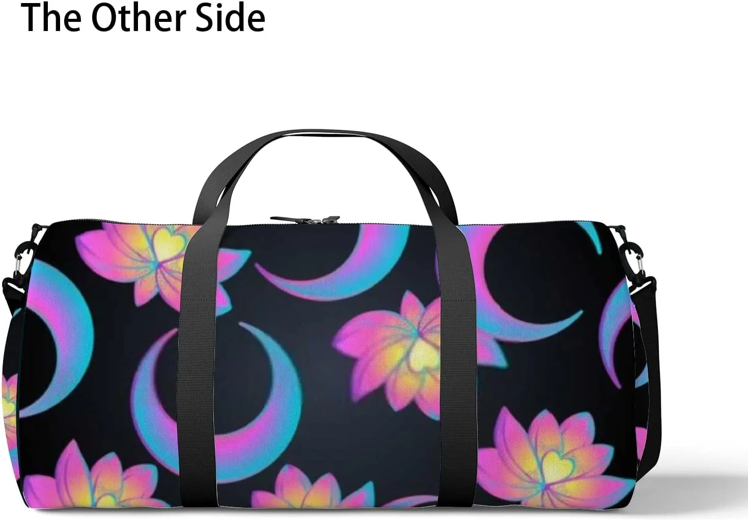 Sports Gym Bag for Women and Men Waterproof Cartoon Lotus Pink Duffel Bag Lightweight Carryon Traveling Boarding Gripsack