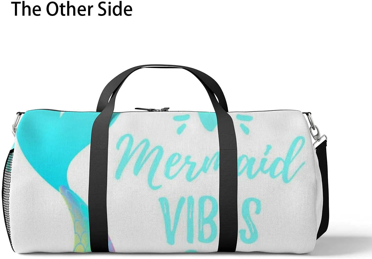 Sports Gym Bag for Women and Men Waterproof Cartoon Style Illustration Cute Mermaid Duffel Bag Lightweight Carryon Traveling Boarding Gripsack