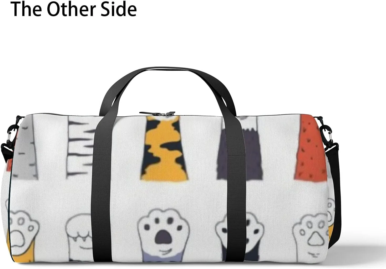 Sports Gym Bag for Women and Men Waterproof Cat Paws Doodle Cute Cartoon Style Duffel Bag Lightweight Carryon Traveling Boarding Gripsack