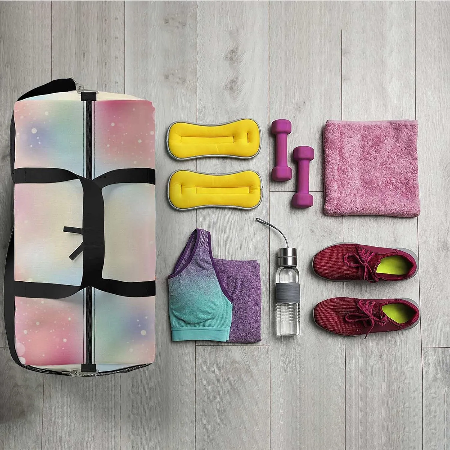 Sports Gym Bag for Women and Men Waterproof Cherry Blossom Duffel Bag Lightweight Carryon Traveling Boarding Gripsack