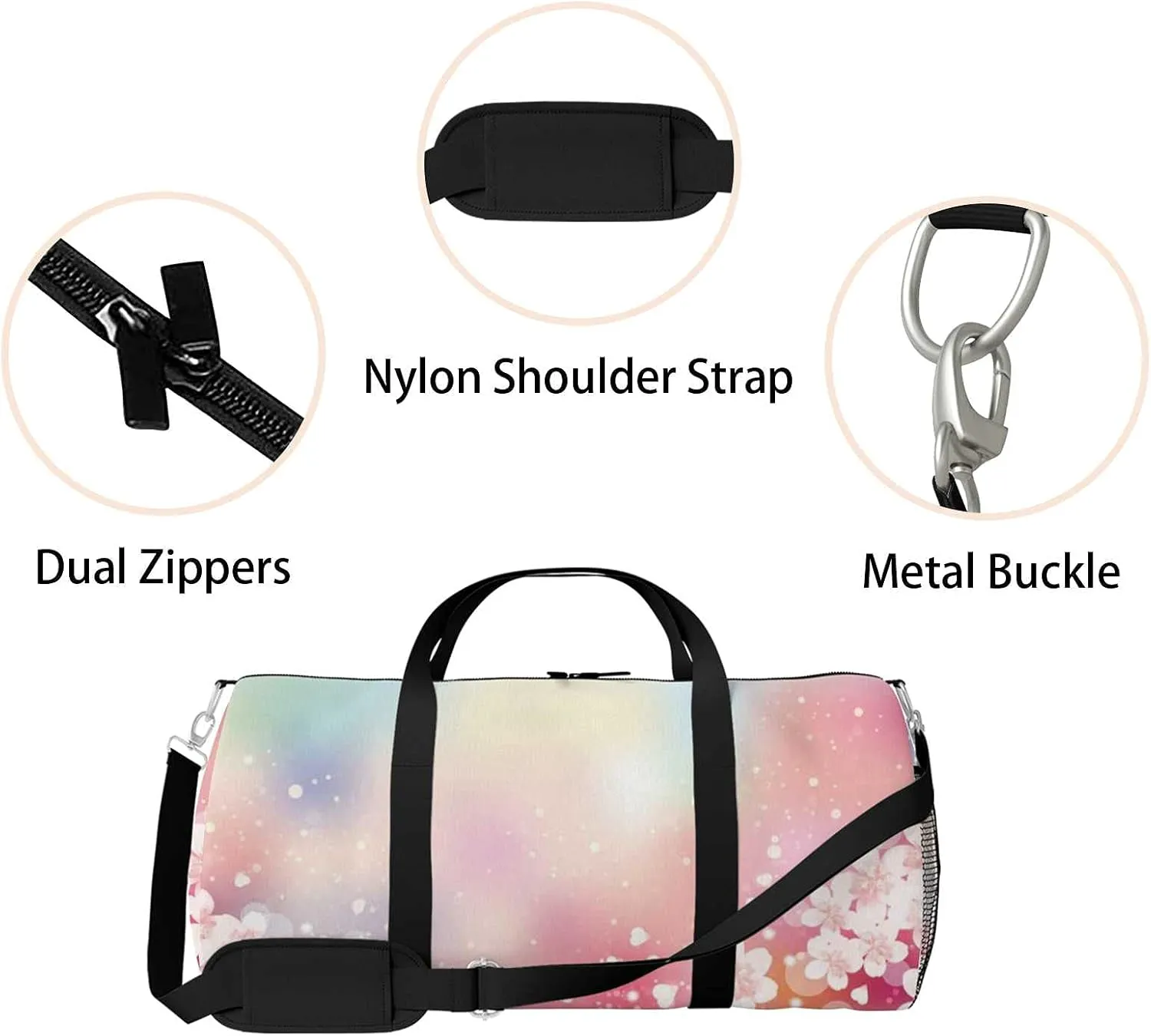 Sports Gym Bag for Women and Men Waterproof Cherry Blossom Duffel Bag Lightweight Carryon Traveling Boarding Gripsack