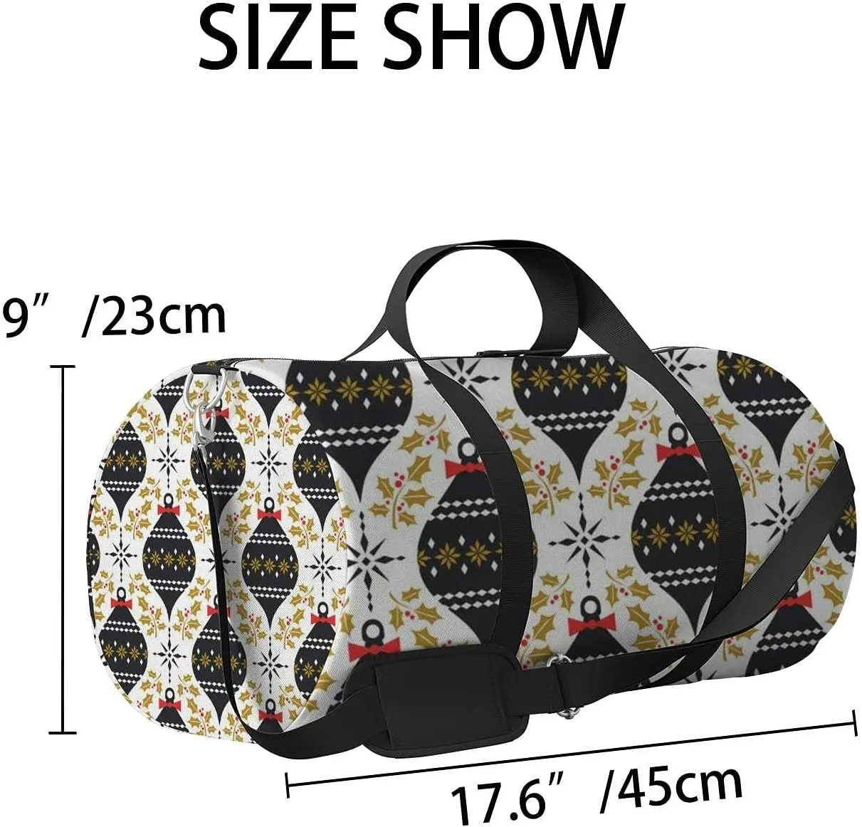 Sports Gym Bag for Women and Men Waterproof Christmas Pattern Retro Style Duffel Bag Lightweight Carryon Traveling Boarding Gripsack
