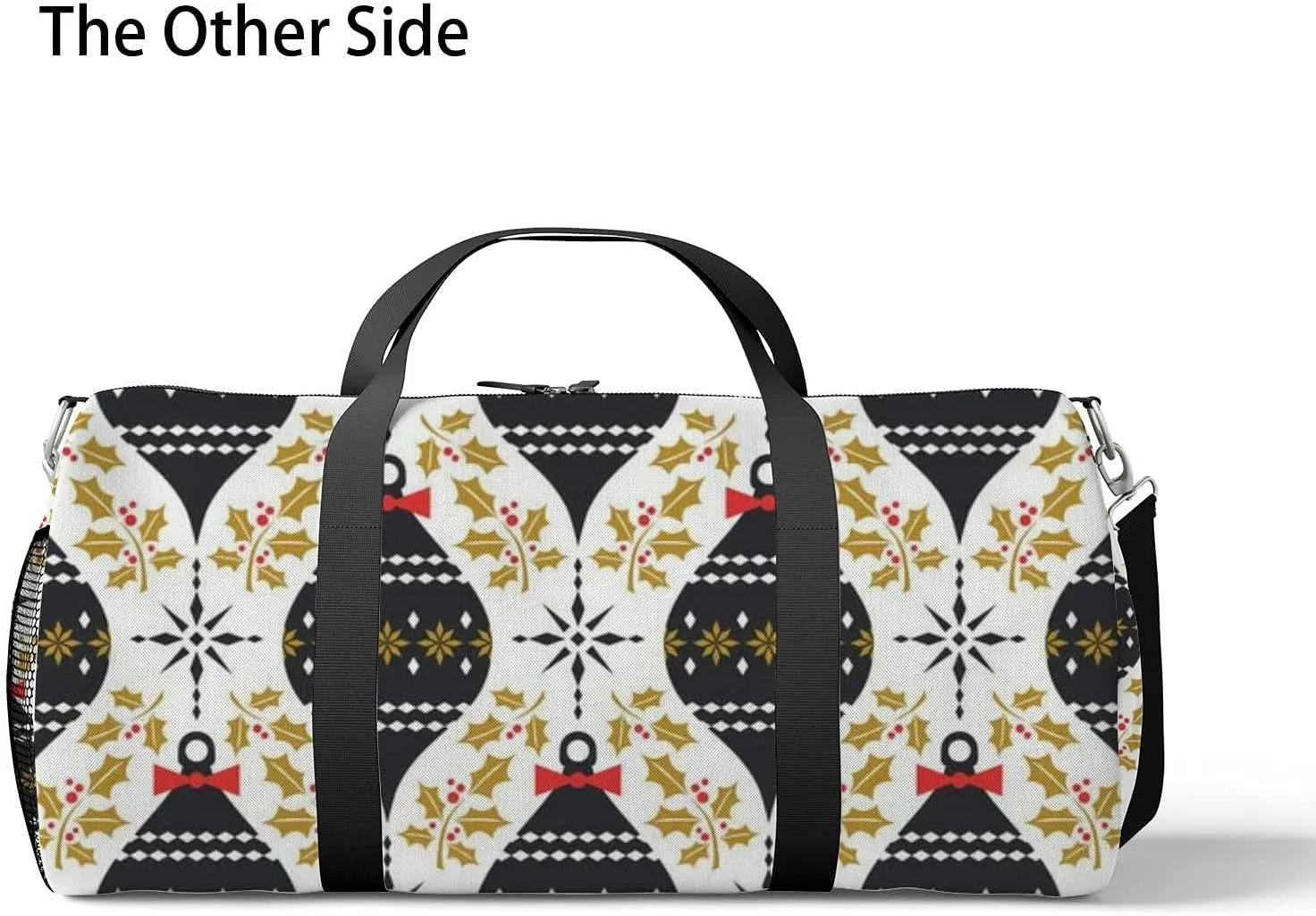 Sports Gym Bag for Women and Men Waterproof Christmas Pattern Retro Style Duffel Bag Lightweight Carryon Traveling Boarding Gripsack