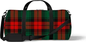 Sports Gym Bag for Women and Men Waterproof Christmas Red Dark Green Black Plaid Duffel Bag Lightweight Carryon Traveling Boarding Gripsack