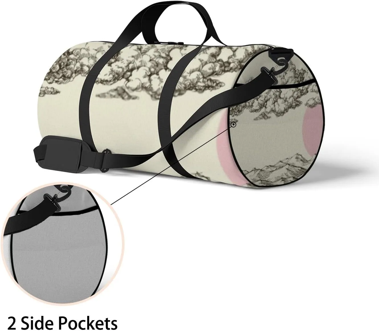 Sports Gym Bag for Women and Men Waterproof Clouds Sun over Desert Sand Duffel Bag Lightweight Carryon Traveling Boarding Gripsack