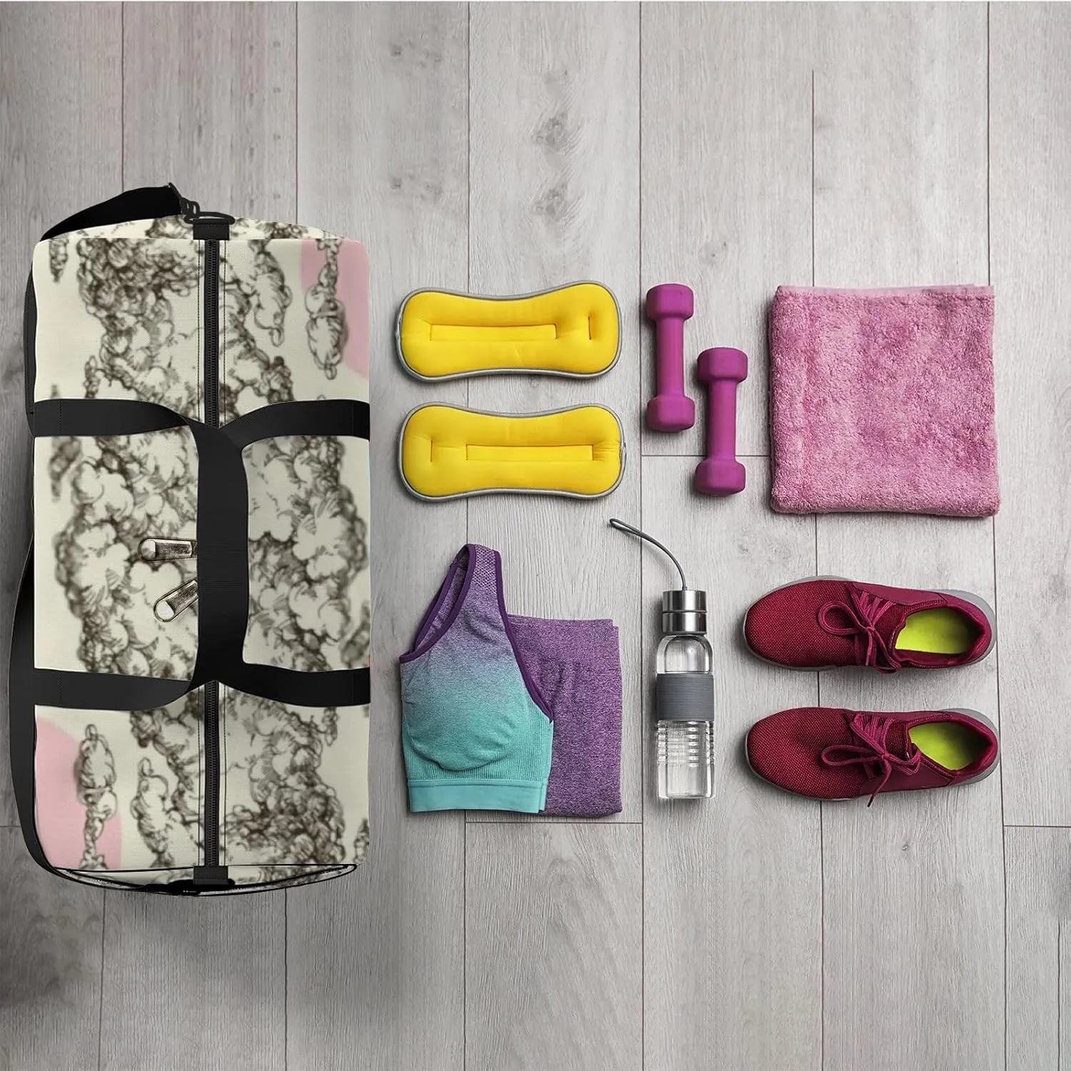 Sports Gym Bag for Women and Men Waterproof Clouds Sun over Desert Sand Duffel Bag Lightweight Carryon Traveling Boarding Gripsack