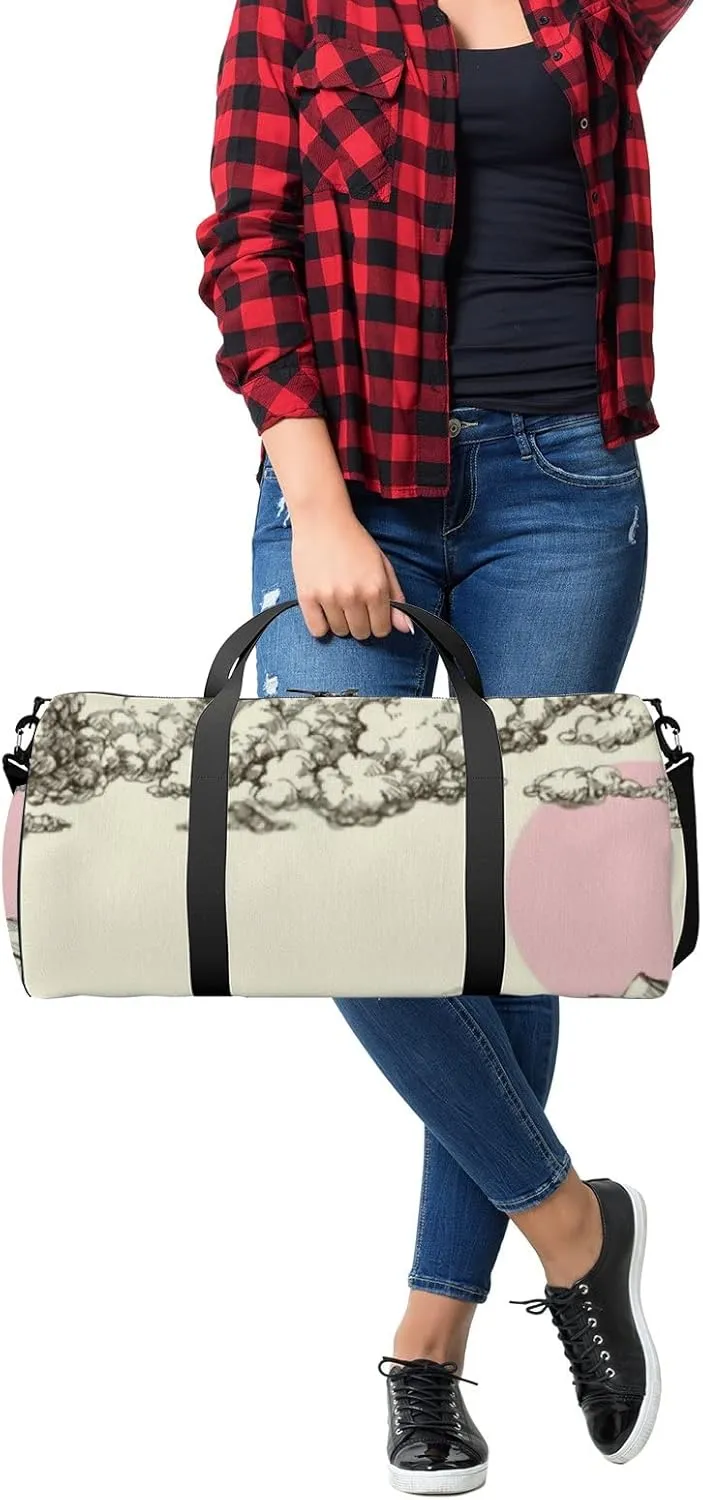 Sports Gym Bag for Women and Men Waterproof Clouds Sun over Desert Sand Duffel Bag Lightweight Carryon Traveling Boarding Gripsack