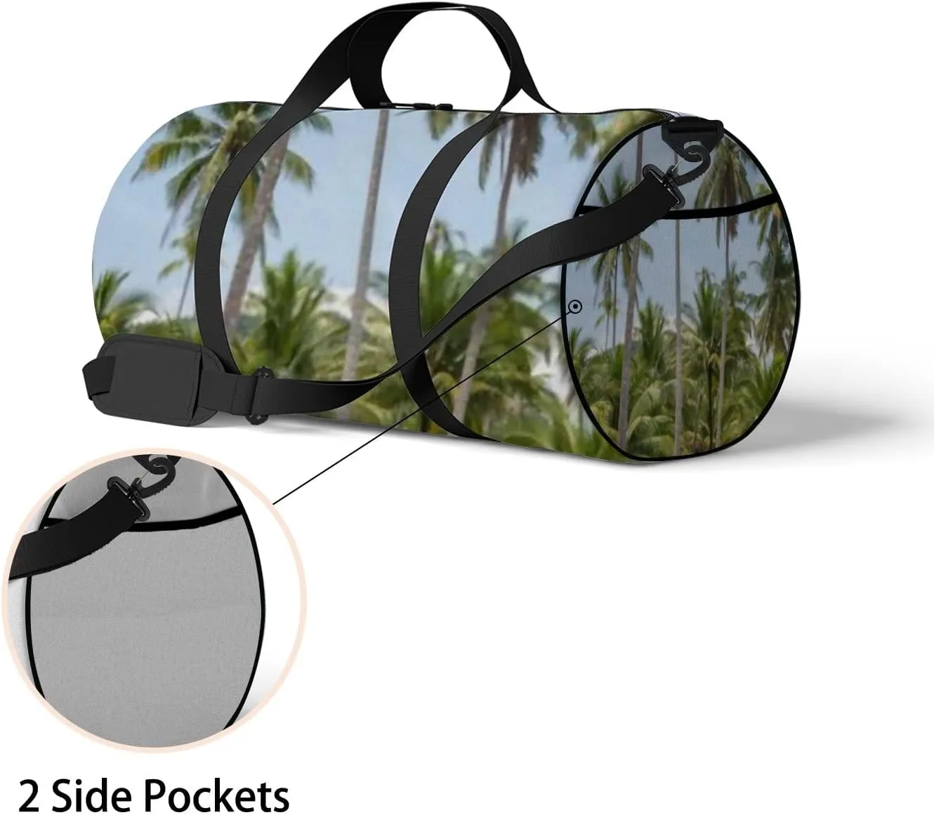 Sports Gym Bag for Women and Men Waterproof Coconut Palm Tree Summer Green Duffel Bag Lightweight Carryon Traveling Boarding Gripsack