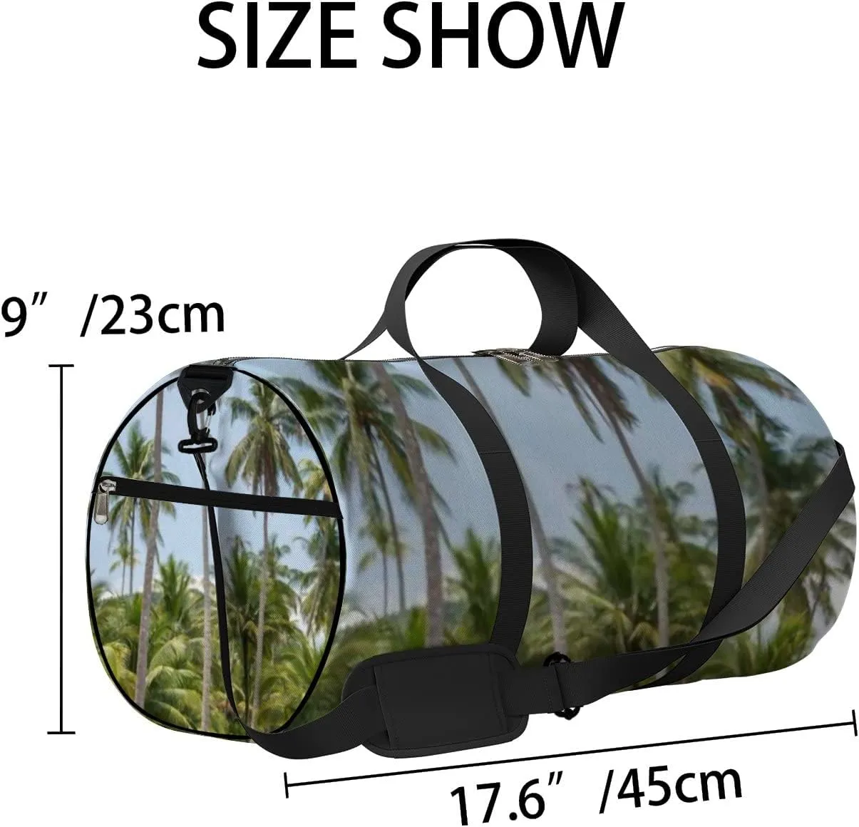 Sports Gym Bag for Women and Men Waterproof Coconut Palm Tree Summer Green Duffel Bag Lightweight Carryon Traveling Boarding Gripsack