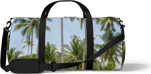 Sports Gym Bag for Women and Men Waterproof Coconut Palm Tree Summer Green Duffel Bag Lightweight Carryon Traveling Boarding Gripsack