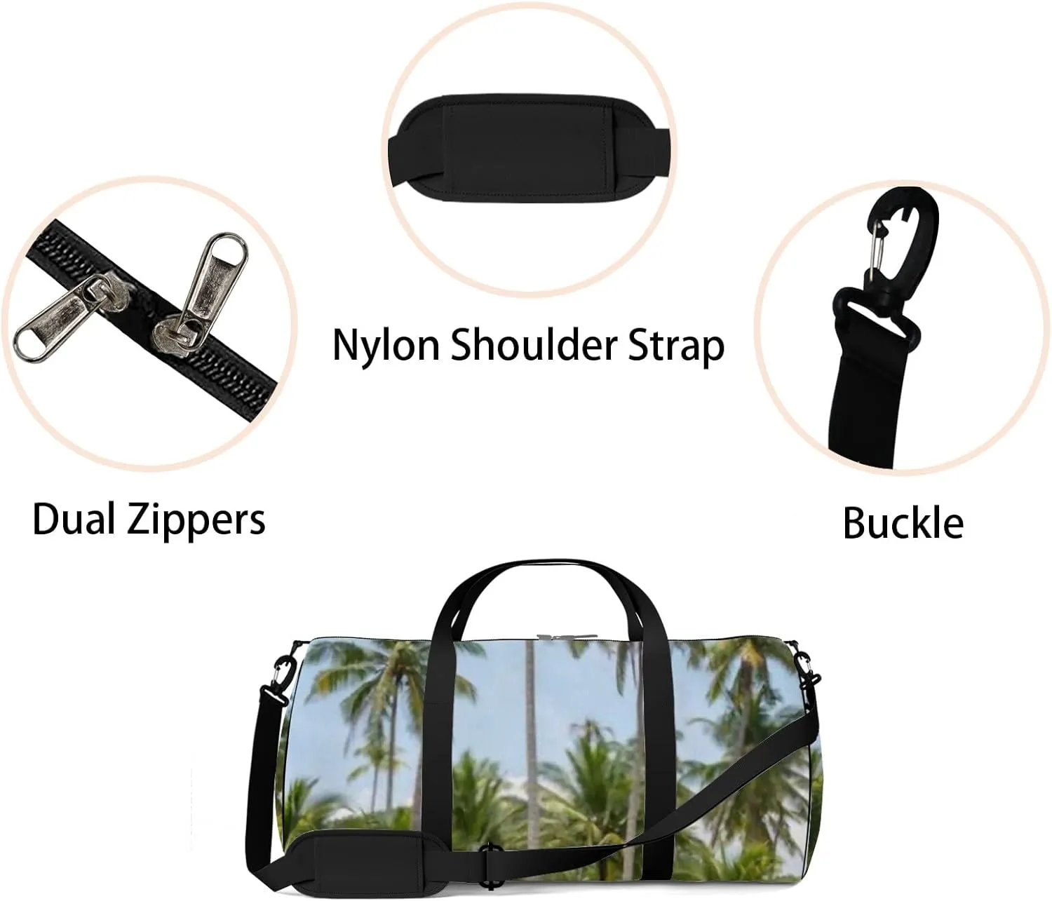 Sports Gym Bag for Women and Men Waterproof Coconut Palm Tree Summer Green Duffel Bag Lightweight Carryon Traveling Boarding Gripsack