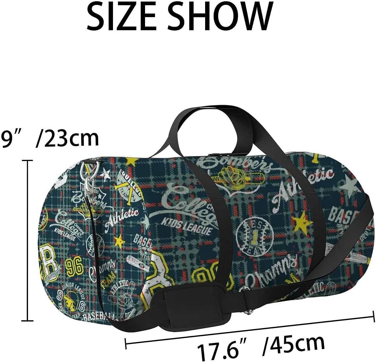 Sports Gym Bag for Women and Men Waterproof College Sport Graphics Collage Grunge Plaid Duffel Bag Lightweight Carryon Traveling Boarding Gripsack