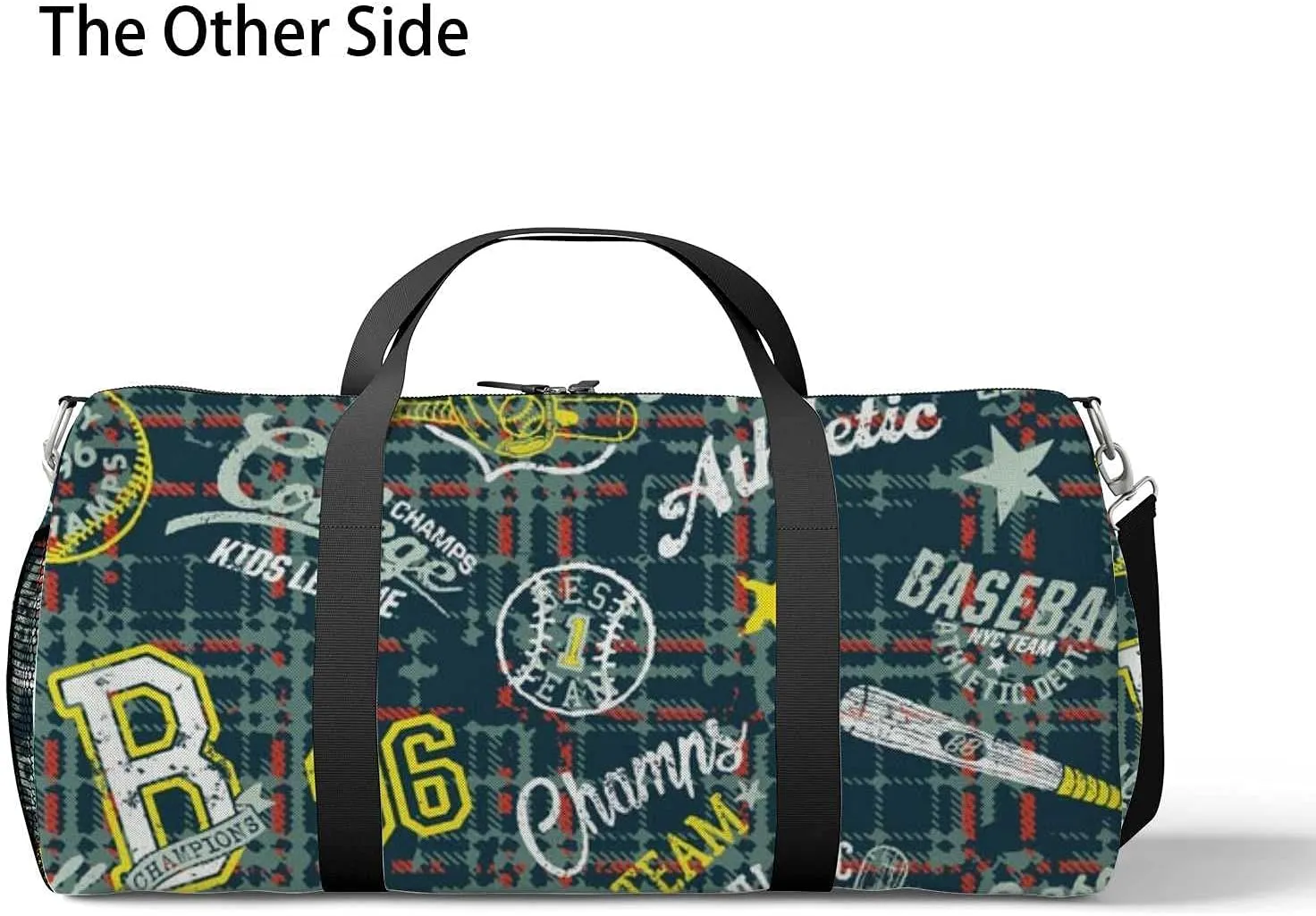 Sports Gym Bag for Women and Men Waterproof College Sport Graphics Collage Grunge Plaid Duffel Bag Lightweight Carryon Traveling Boarding Gripsack