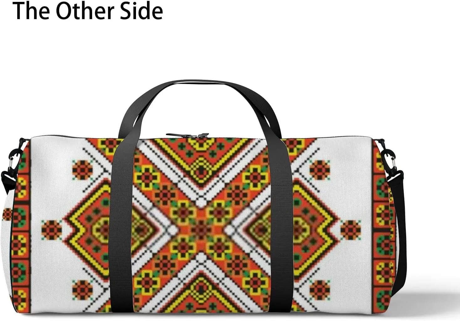 Sports Gym Bag for Women and Men Waterproof Colored Embroidery Ethnic Style Pattern Duffel Bag Lightweight Carryon Traveling Boarding Gripsack