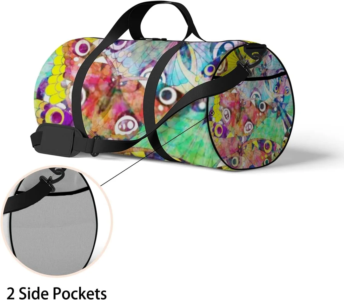 Sports Gym Bag for Women and Men Waterproof Colorful Butterflies Duffel Bag Lightweight Carryon Traveling Boarding Gripsack