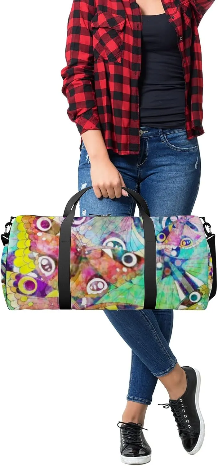 Sports Gym Bag for Women and Men Waterproof Colorful Butterflies Duffel Bag Lightweight Carryon Traveling Boarding Gripsack