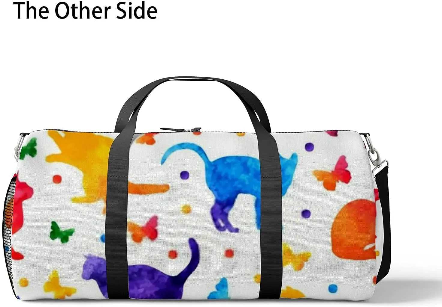 Sports Gym Bag for Women and Men Waterproof Colorful Cute Cats and Butterflies Duffel Bag Lightweight Carryon Traveling Boarding Gripsack