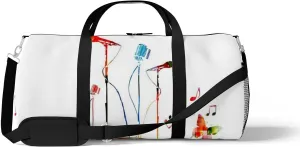 Sports Gym Bag for Women and Men Waterproof Colorful Music Microphones Duffel Bag Lightweight Carryon Traveling Boarding Gripsack