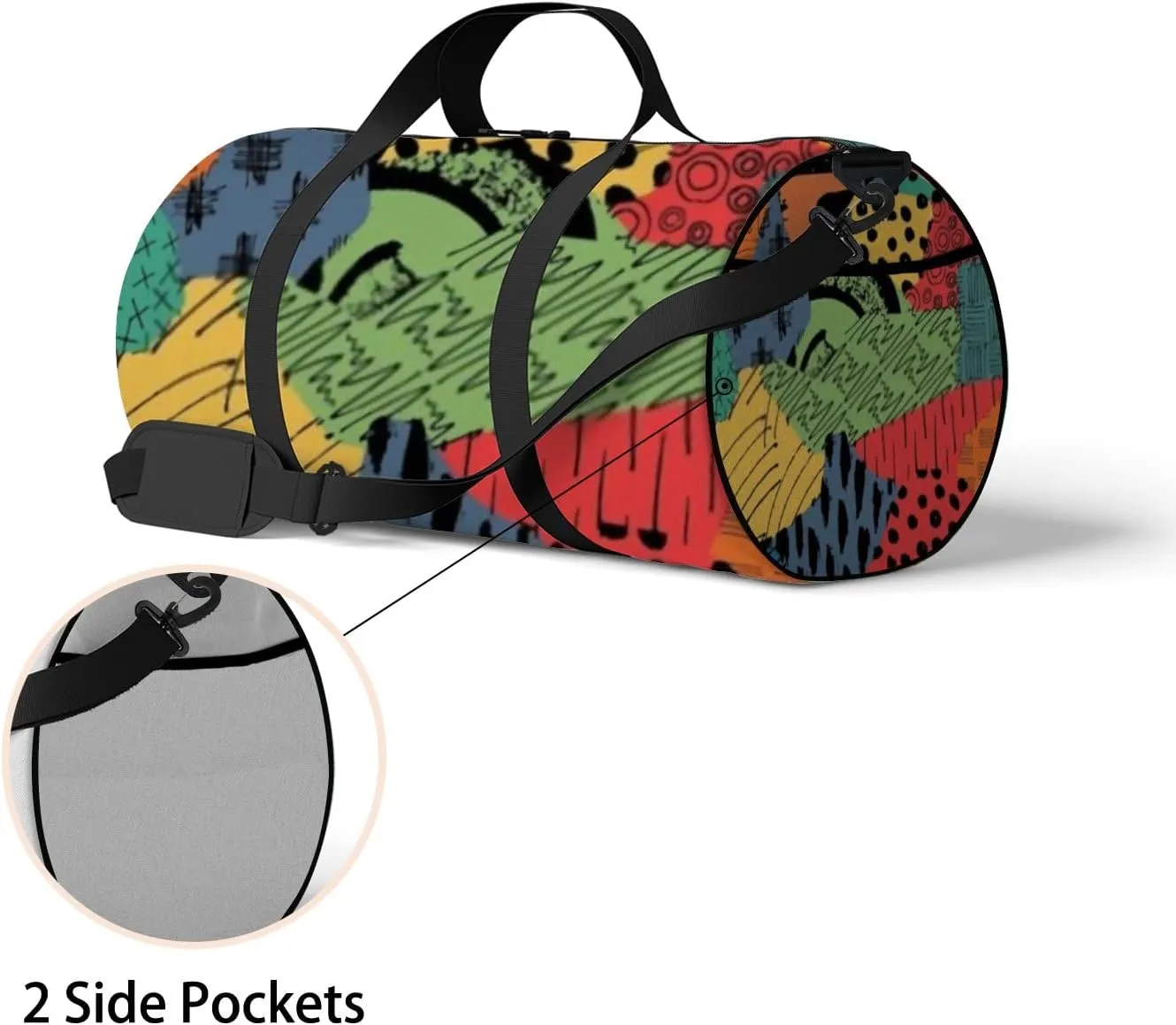 Sports Gym Bag for Women and Men Waterproof Colorful Pattern Duffel Bag Lightweight Carryon Traveling Boarding Gripsack