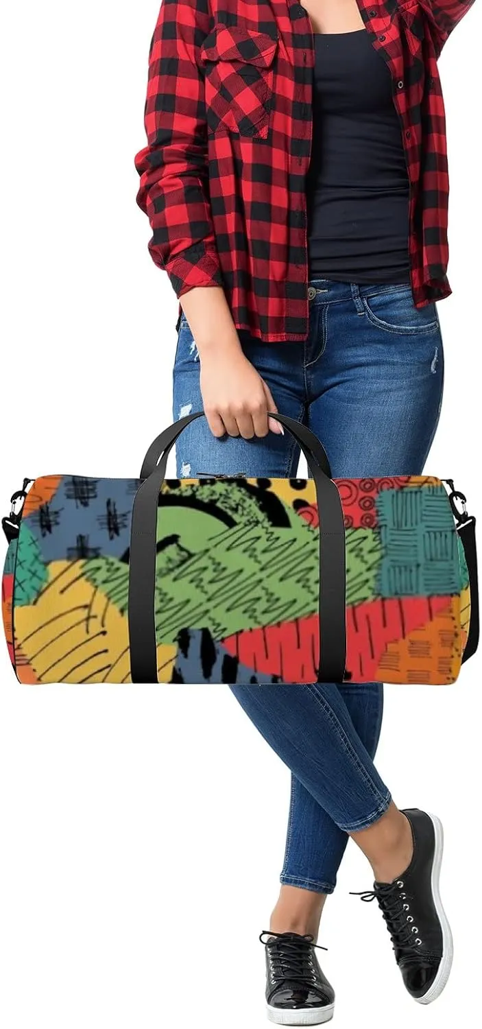 Sports Gym Bag for Women and Men Waterproof Colorful Pattern Duffel Bag Lightweight Carryon Traveling Boarding Gripsack