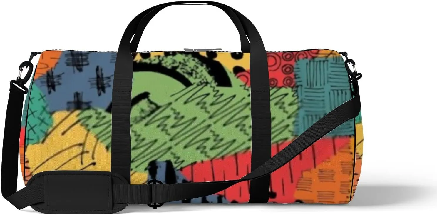 Sports Gym Bag for Women and Men Waterproof Colorful Pattern Duffel Bag Lightweight Carryon Traveling Boarding Gripsack