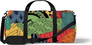 Sports Gym Bag for Women and Men Waterproof Colorful Pattern Duffel Bag Lightweight Carryon Traveling Boarding Gripsack
