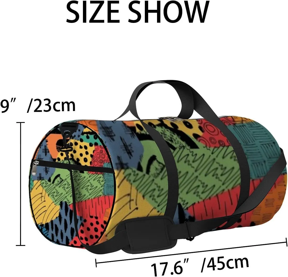 Sports Gym Bag for Women and Men Waterproof Colorful Pattern Duffel Bag Lightweight Carryon Traveling Boarding Gripsack
