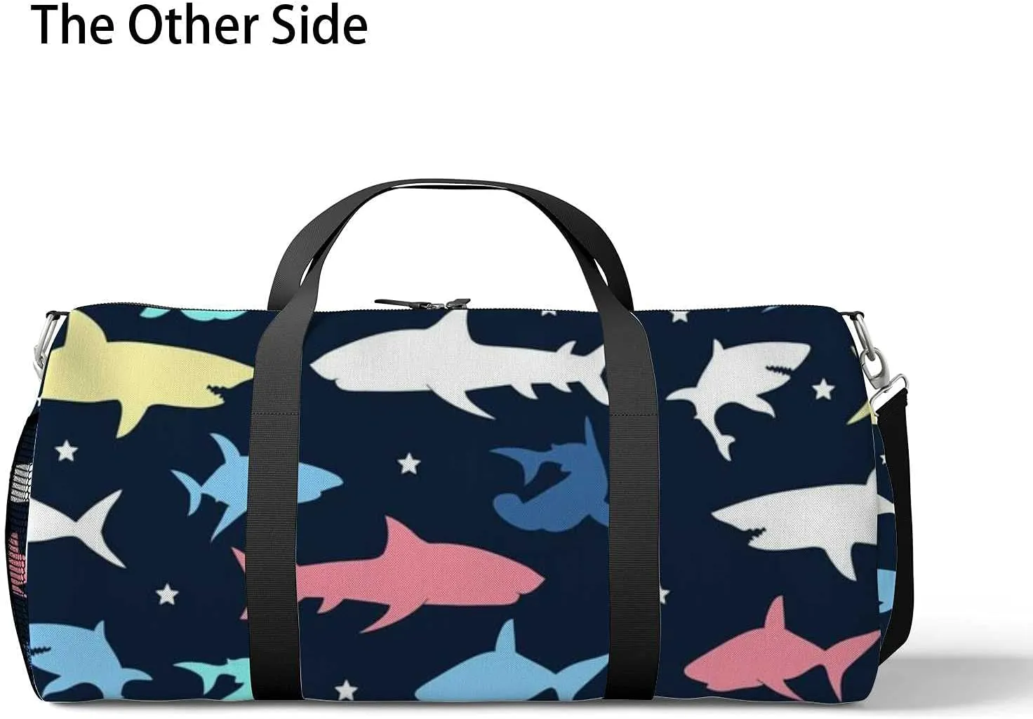 Sports Gym Bag for Women and Men Waterproof Colorful Shark Pattern Illustration Duffel Bag Lightweight Carryon Traveling Boarding Gripsack