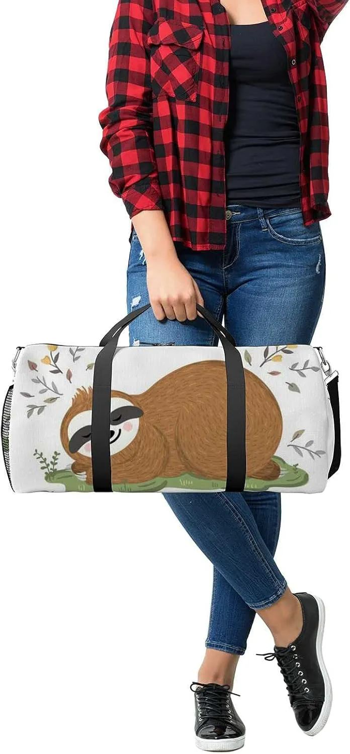 Sports Gym Bag for Women and Men Waterproof Cute Baby Sloth Sleeping Duffel Bag Lightweight Carryon Traveling Boarding Gripsack