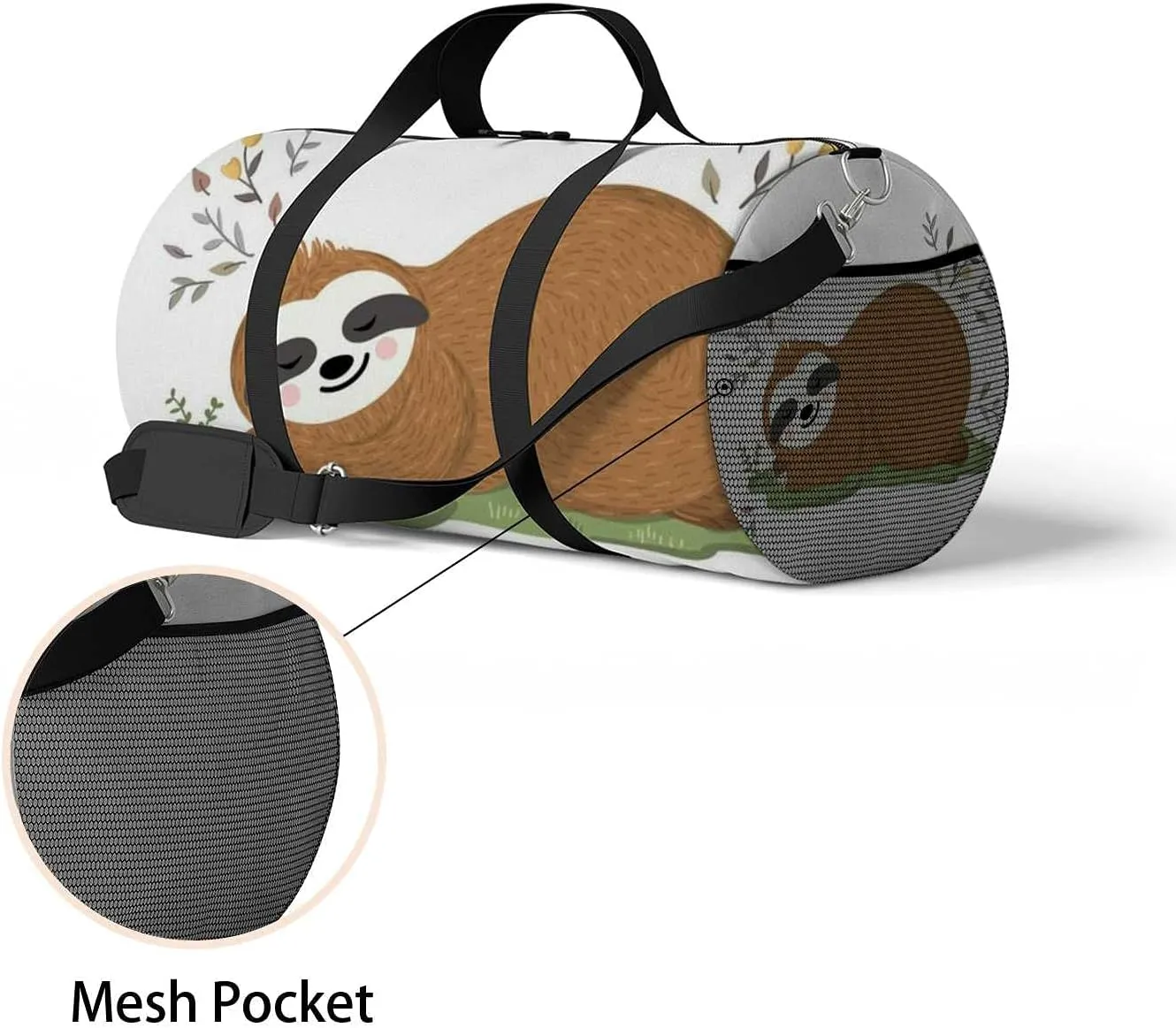 Sports Gym Bag for Women and Men Waterproof Cute Baby Sloth Sleeping Duffel Bag Lightweight Carryon Traveling Boarding Gripsack