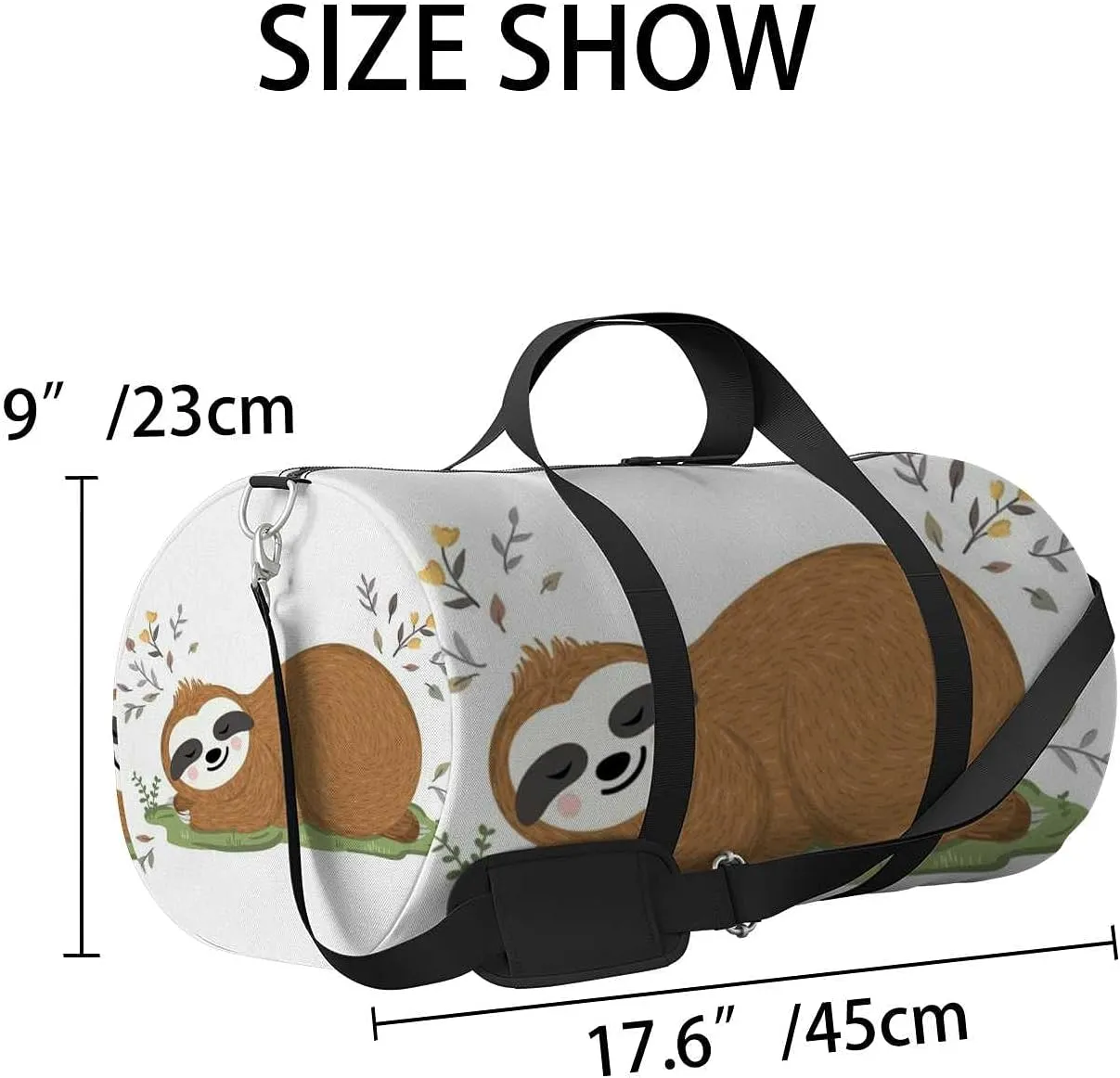 Sports Gym Bag for Women and Men Waterproof Cute Baby Sloth Sleeping Duffel Bag Lightweight Carryon Traveling Boarding Gripsack