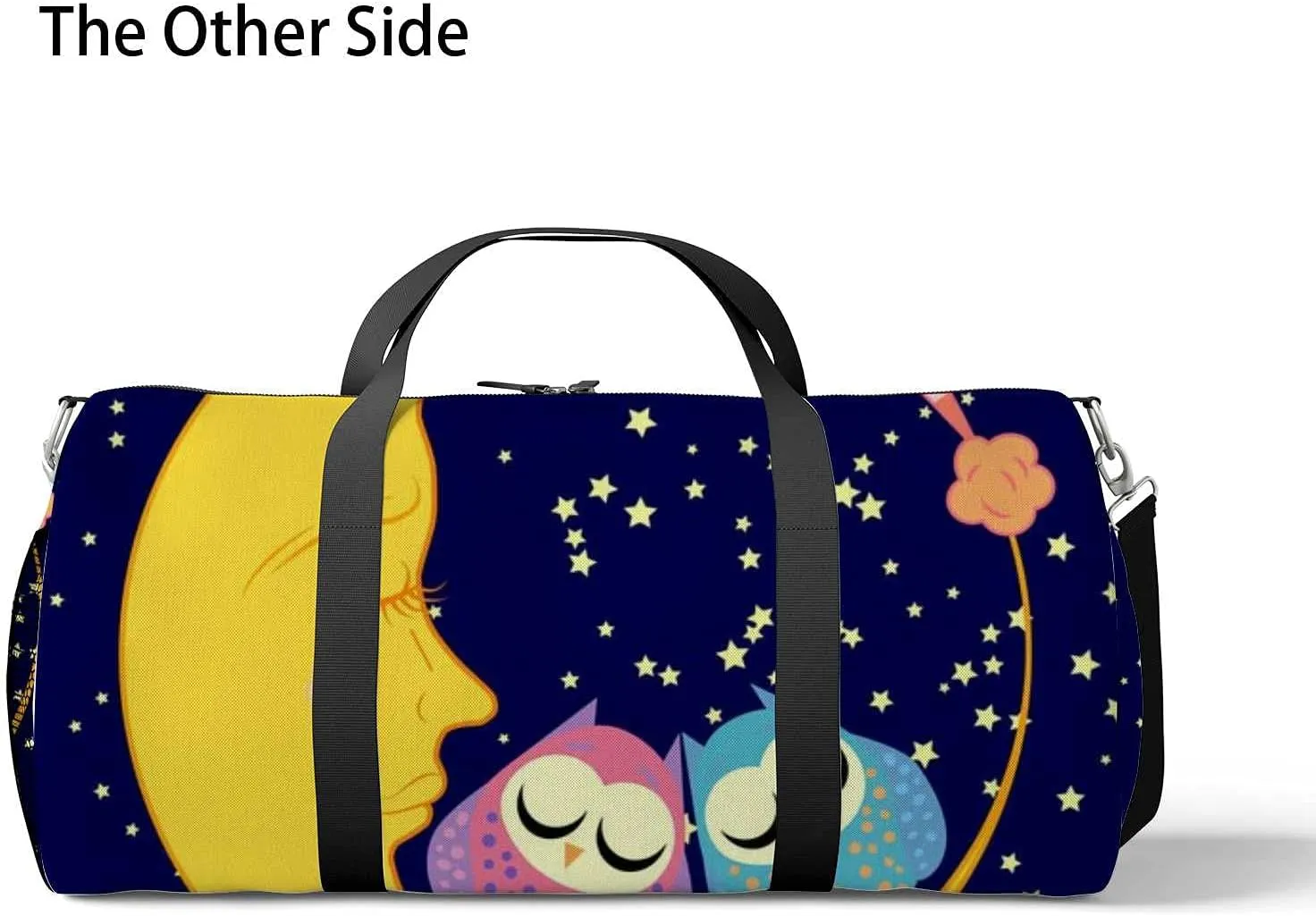Sports Gym Bag for Women and Men Waterproof Cute Cartoon Sleeping Owl Circles Duffel Bag Lightweight Carryon Traveling Boarding Gripsack
