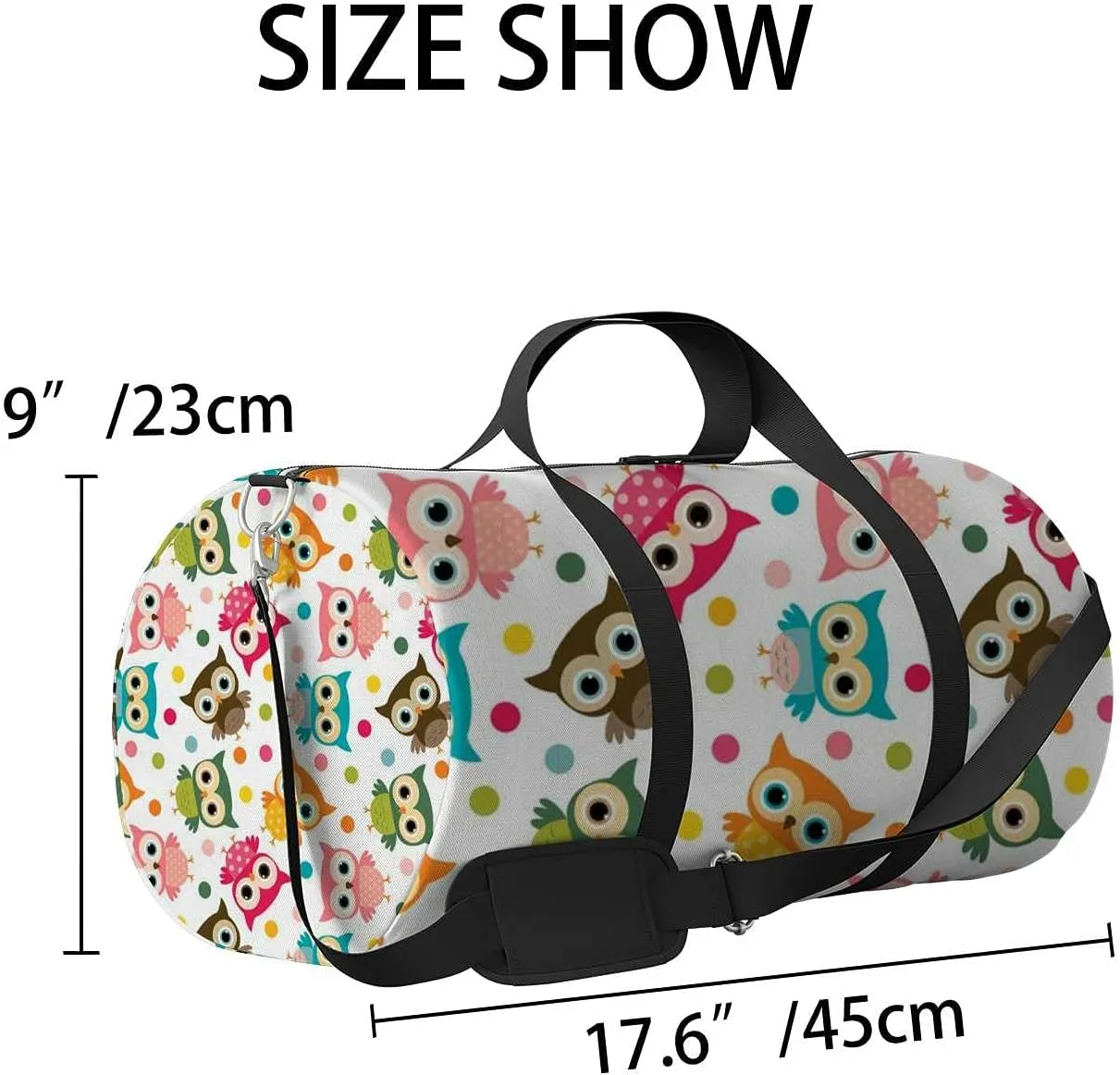 Sports Gym Bag for Women and Men Waterproof Cute Colorful Bird Pattern Owls Duffel Bag Lightweight Carryon Traveling Boarding Gripsack