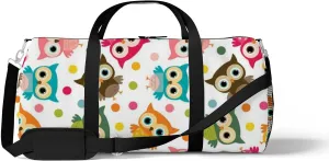 Sports Gym Bag for Women and Men Waterproof Cute Colorful Bird Pattern Owls Duffel Bag Lightweight Carryon Traveling Boarding Gripsack