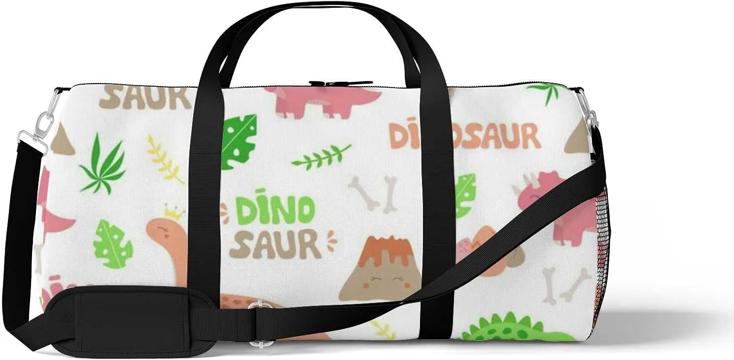 Sports Gym Bag for Women and Men Waterproof Cute Dinosaur Pattern Duffel Bag Lightweight Carryon Traveling Boarding Gripsack