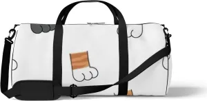 Sports Gym Bag for Women and Men Waterproof Cute Hand Drawing Cat Kitten Legs Cartoon Doodle White Duffel Bag Lightweight Carryon Traveling Boarding Gripsack