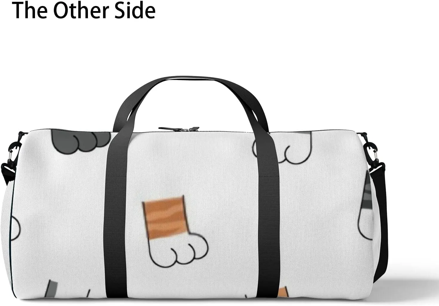 Sports Gym Bag for Women and Men Waterproof Cute Hand Drawing Cat Kitten Legs Cartoon Doodle White Duffel Bag Lightweight Carryon Traveling Boarding Gripsack