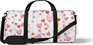 Sports Gym Bag for Women and Men Waterproof Cute Hearts Watercolor Pink Duffel Bag Lightweight Carryon Traveling Boarding Gripsack
